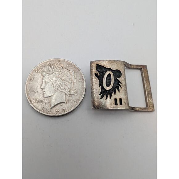 Vintage HOPICRAFT Wayne & Emory Sekaquaptewa Sterling Belt Buckle Wolf Head main image 4